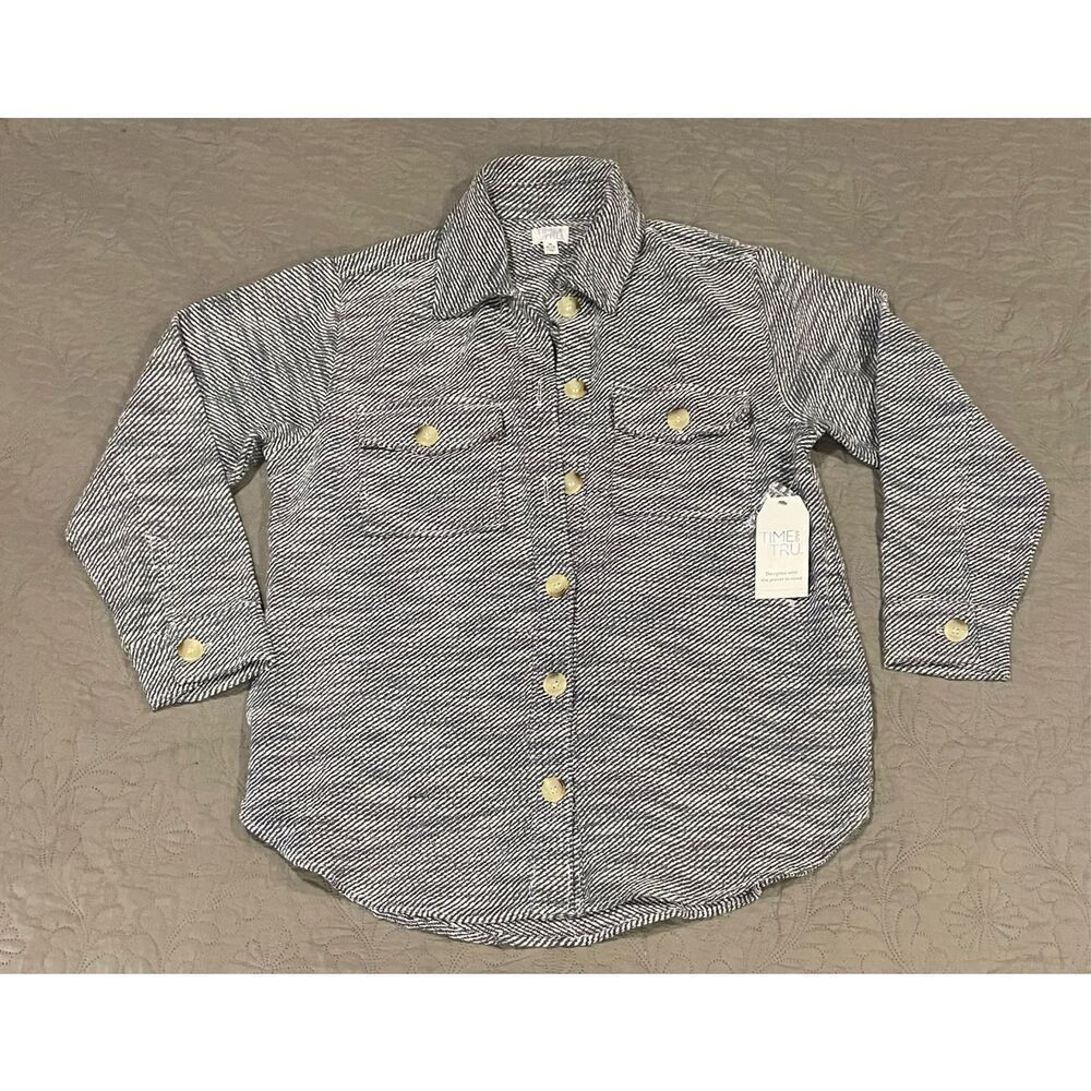 Time and Tru Blue Shacket Jacket Top Button Up Medium New